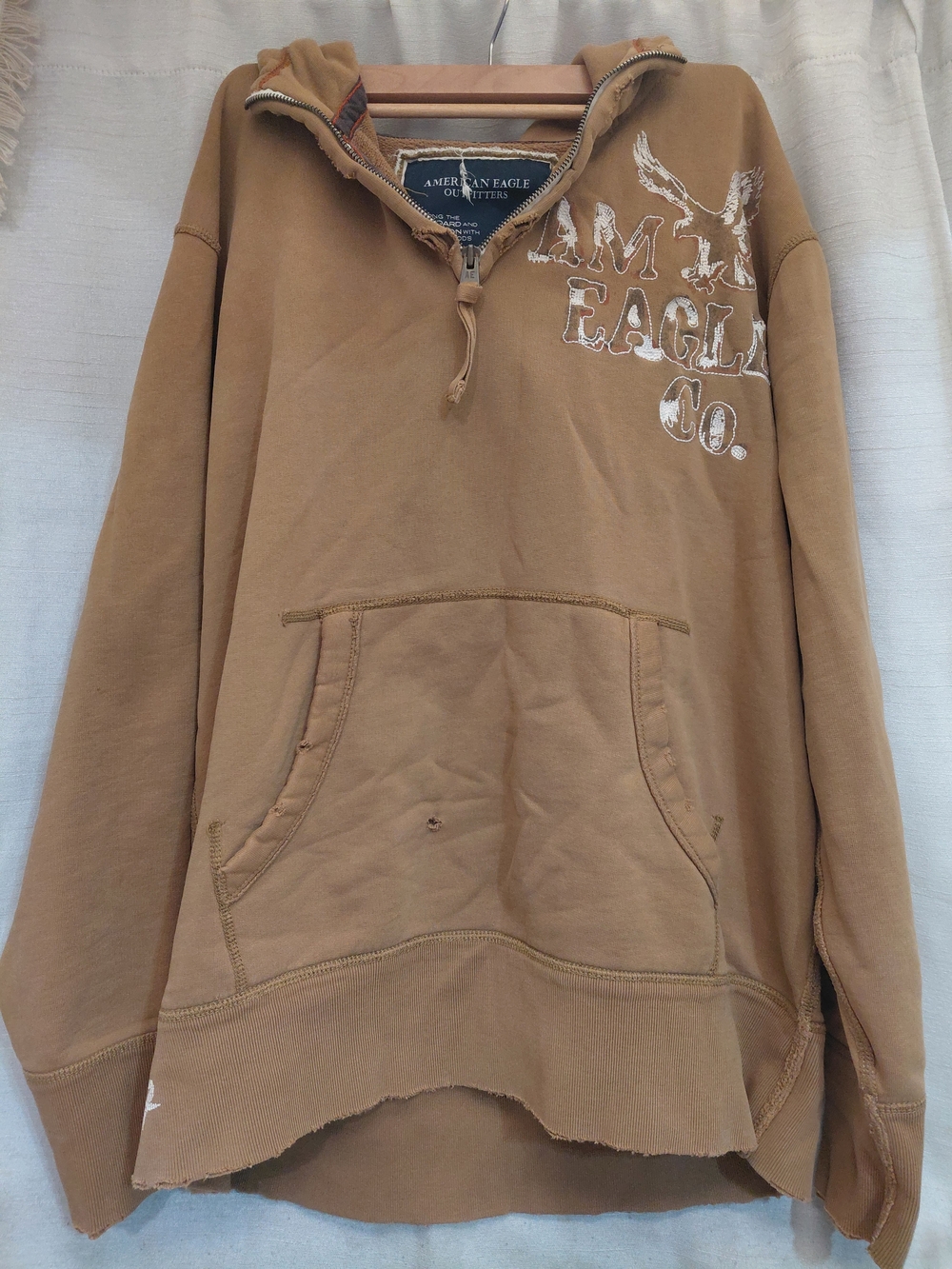 Vintage American Eagle Co. Brown Hooded Pullover Hoodie